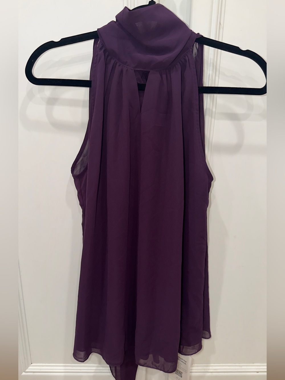 Cider Sleeveless Purple Chiffon Halter Neck Top